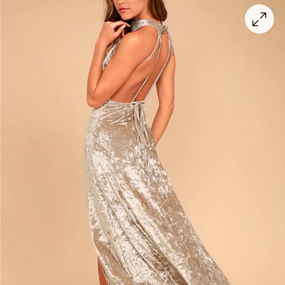 NWT Wedding Party dress Lulus Slink Wink Matte Taupe Maxi Dress size L formal